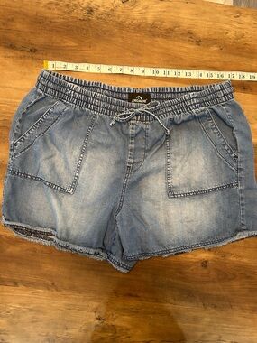 Jordache Faded Blue Denim Drawstring Shorts